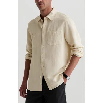 Ag Mason Long Sleeve Linen Blend Work Shirt In Neutral