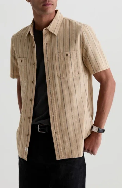 Ag Mason Striped Short Sleeve Work Shirt In Neutral
