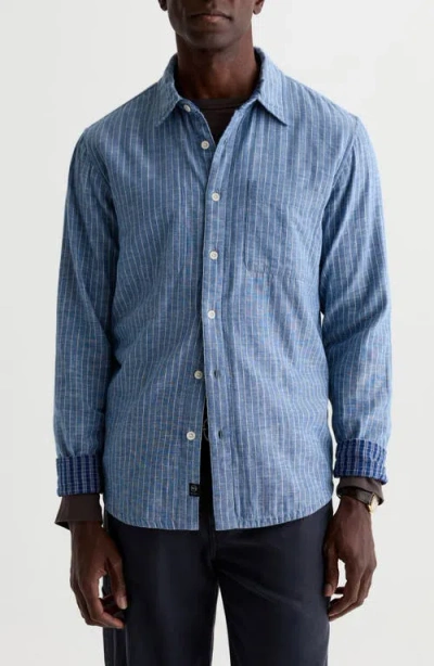 Ag Matteo Reversible Pinstripe Shirt In Blue