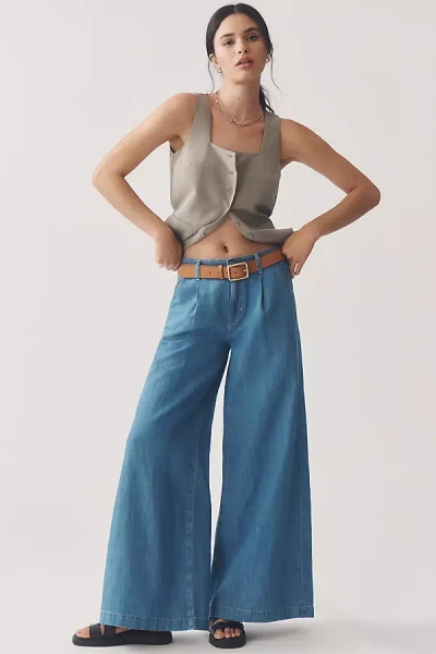 Ag Melinda High-rise Ultra-wide-leg Linen Blend Jeans In Blue