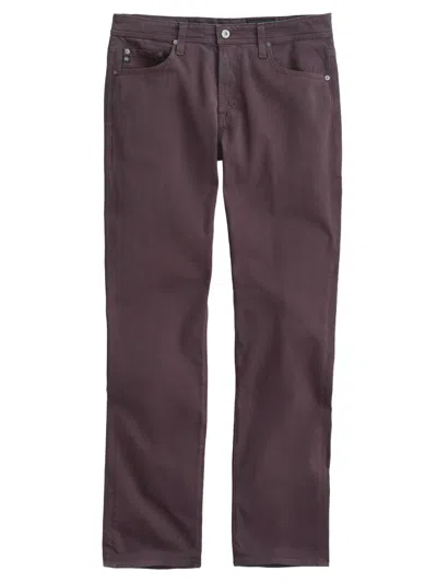 Ag Everett Stretch Sateen Slim Straight Pants In Brown