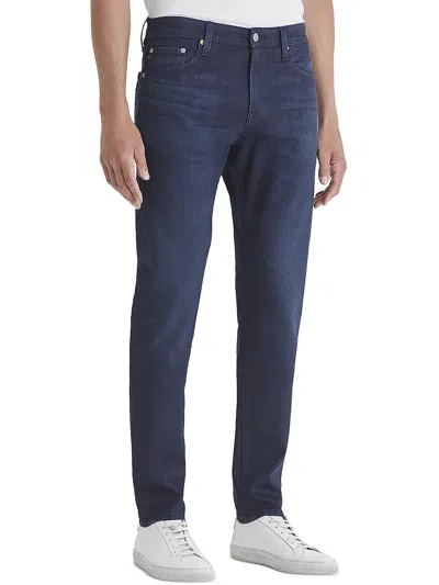 Ag Mens Coated Slim Fit Straight Leg Jeans In Blue