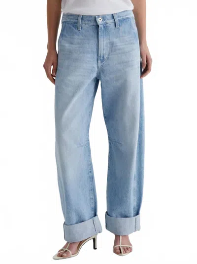 AG MERCER CUFFED BARREL-LEG JEANS IN SUNSET BLUES