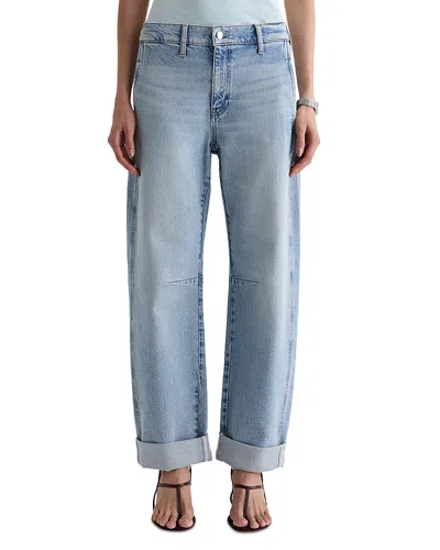 Ag Mercer Cuffed High Rise Barrel Jeans In Highway 29 In Blue