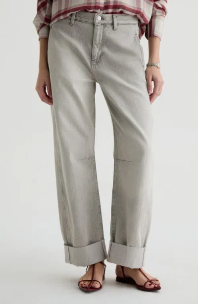 Ag Mercer High Rise Cuffed Barrel Jeans In Sensory In Gray
