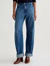 Ag Mercer High Rise Cuffed Barrel Jeans In Nouveau In Blue | ModeSens