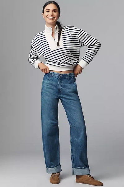Ag Mercer High-rise Cuffed Taper Jeans In Blue