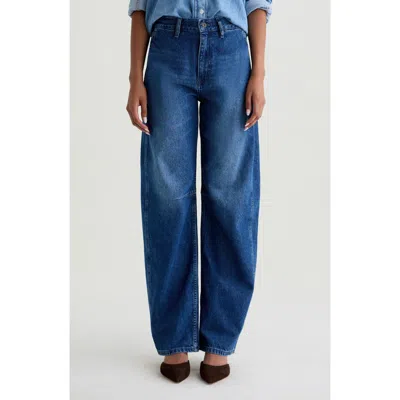Ag Mercer High Waist Barrel Jeans In Brown