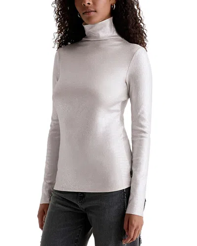 Ag Metallic Turtleneck In White
