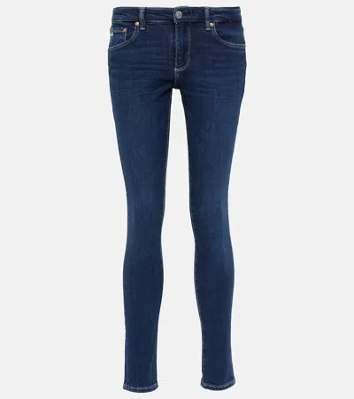 Ag Mid-rise Skinny Jeans In Blue