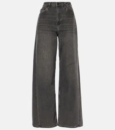 Ag Mid-rise Wide-leg Jeans In Grey