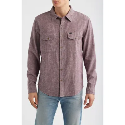 Ag Miller Cpo Linen & Cotton Button-up Shirt In Brown