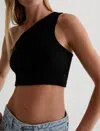 Ag X Emrata Miranda One-shoulder Crop Top In Black