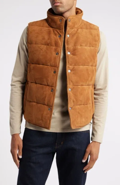 Ag Neo Suede Puffer Vest In Lux Cognac