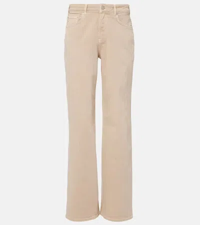 Ag New Bgy Mid-rise Wide-leg Jeans In Beige