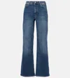 Ag Blue Jeans With Belt Loops And Logo Patch On The Rear In Denim Woman In Blue