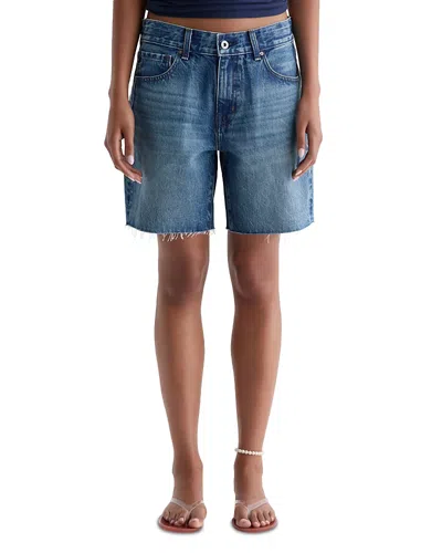 Ag Nouv Ex Boyfriend Mid Rise Bermuda Shorts In Blue