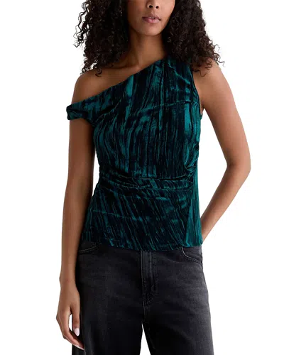 Ag One Shoulder Asymmetric Top In Blue