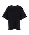 Ag Black Crewneck T-shirt With Logo Printed On The Back In Cotton Woman In Black