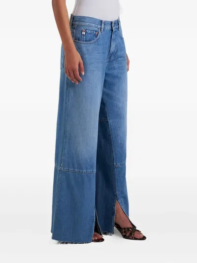 Ag Panelled Slit Jeans In Blue