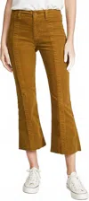 Ag Pannelled Quinne H. Rise Pleated Crop Flare Jeans In Mustard Gold In Brown