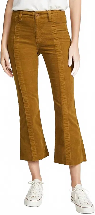 Ag Pannelled Quinne H. Rise Pleated Crop Flare Jeans In Mustard Gold In Brown