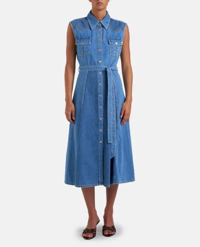 Ag Patched Sleveless Dress In Blue