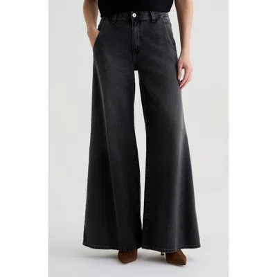Ag Posey Mid Rise Utlra Wide Leg Jeans In Burgundy