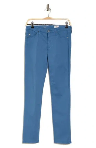 Ag Prima Mid Rise Ankle Cigarette Jeans In Luna Blue