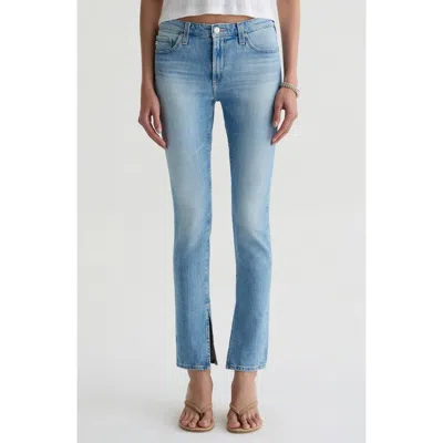Ag Prima Split Hem Low Rise Cigarette Jeans In Blue