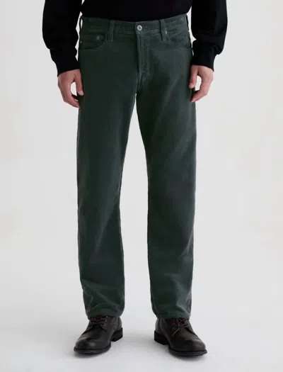 Ag Protégé Corduroy Straight Pants In Grey Steel In Green