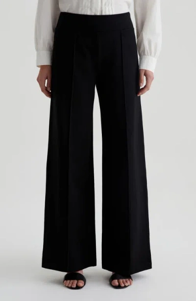 Ag Rean High Waist Wide Leg Trousers In Super Black