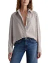 Ag Relaxed Button Front Stripe Shirt In Stripe Mix Khaki Multi