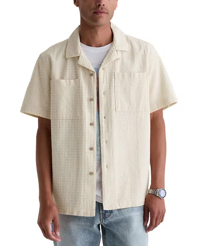 Ag Relaxed Fit Camp Collar Textured Pocket Shirt In Yellow