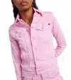 Ag Robyn Cropped Denim Jacket In Pink