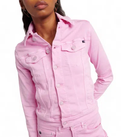 Ag Robyn Cropped Denim Jacket In Pink
