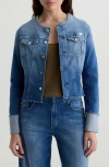 Ag Robyn Raw Hem Fitted Denim Jacket In Blue
