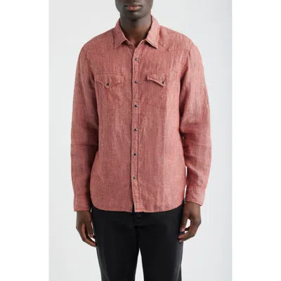 Ag Rogan Linen Snap-up Western Shirt In Red