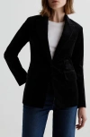 Ag Rue Pinstripe Velvet Blazer In Super Black/white