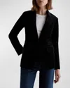Ag Rue Pinstripe Velvet Blazer In Super Blackwhite