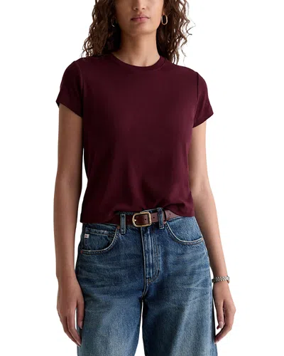 Ag Sadie Crew Cropped Tee In Burgundy