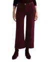 Ag Saige Corduroy Crop Wide Leg Jeans In Winery In Burgundy