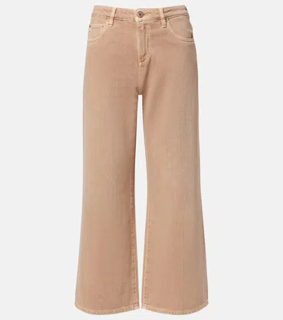 Ag Saige Cropped Wide-leg Jeans In Neutral
