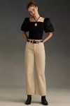 Ag Hattie Raw Hem High Waist Crop Barrel Jeans In Beige