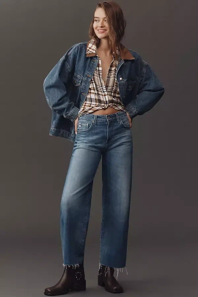 Ag Saige High-rise Crop Wide-leg Jeans In Blue