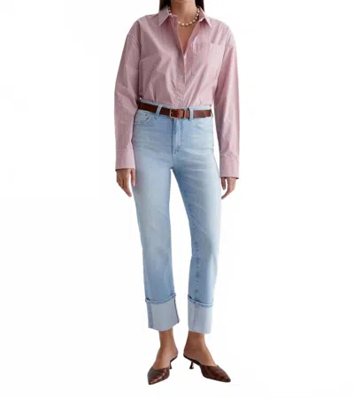 Ag Saige High Rise Straight Crop Jeans In 24 Years Sunkissed In Blue