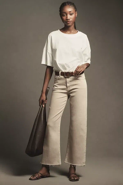 Ag Saige High-rise Wide-leg Crop Jeans In Beige