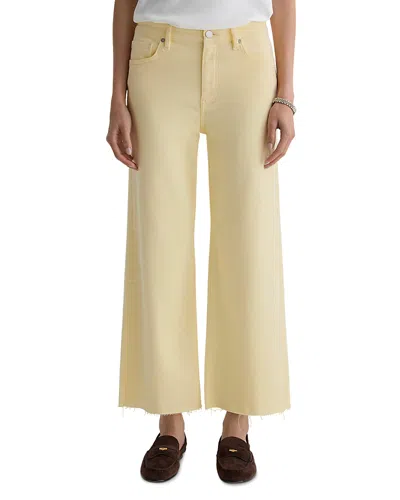 Ag Saige High Rise Wide Leg Crop Jeans In Sunlight Yellow