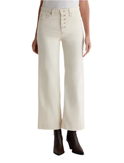 Ag Saige High Rise Wide Leg Crop Jeans In White Oat In Neutral