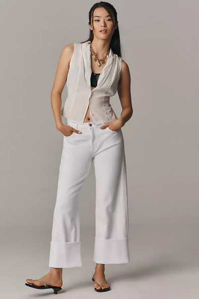 Ag Saige High-rise Wide-leg Tie-waist Crop Jeans In White